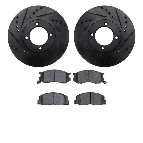 8302-76043, Rotors-Drilled and Slotted-Black with 3000 Series Ceramic Brake Pads, Zinc Coated, Dynamic Friction Co, Mfr#: 8302-76043